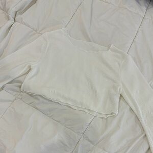 White Textured Women's Top